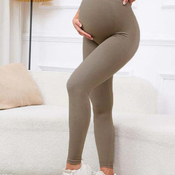 Momsmood Solid Color High Waist Support Belts Daily Casual Sport Fashion Maternity Leggings