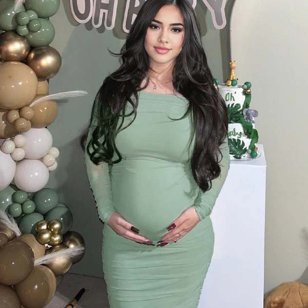 Momsmood Tutu Grenadine Back Slit Bodycon Baby Shower Maternity Maxi Dress