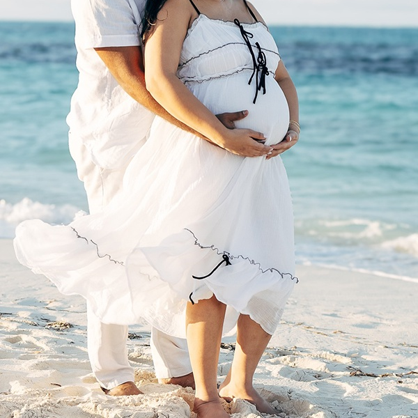 Momsmood White lace-up Spaghetti Strap Splicing Party Vacation Party Baby Shower Maternity Photoshoot Maxi Dress