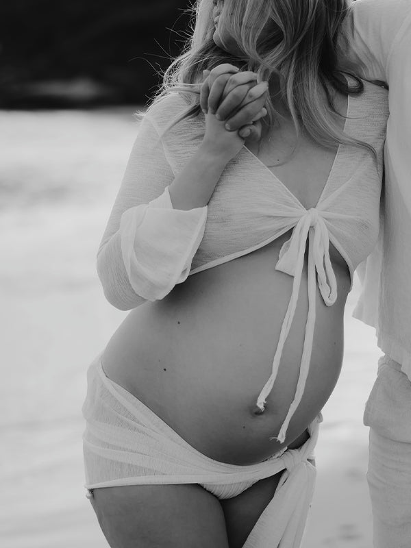 White lace-up Two Piece Maternity Photoshoot Mini Dress