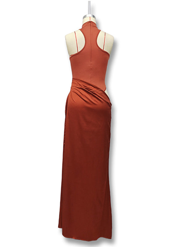 Momsmood Color Splicing Cut Out Band Neck Bodycon Elegant Party Photoshoot Baby Shower Maternity Maxi Dress