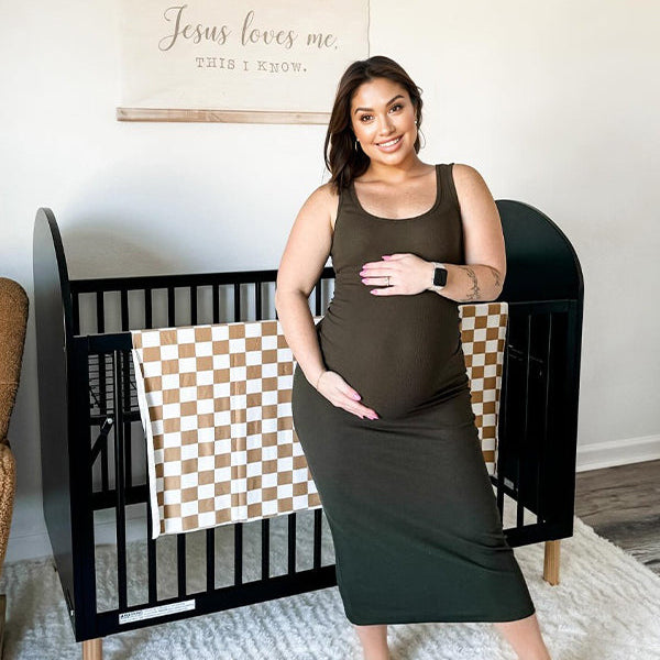 Momsmood Black U-neck Solid Sleeveless Acrylic Bodycon Daily Basic Going Out Maternity Midi Dress