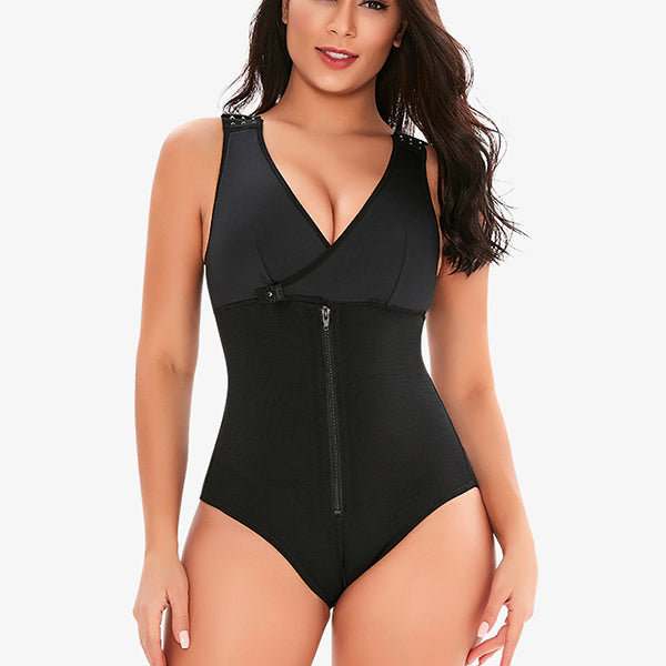 Momsmood Plus Size Zipper Adjustable Shoulder Strap Tummy Control Breastfeeding Maternity Bodysuit Postpartum Nursing Shaper