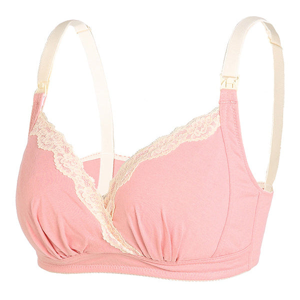 Momsmood Solid Color Lace Full Bust Breastfeeding Ultra Comfort Maternity Nursing Bra