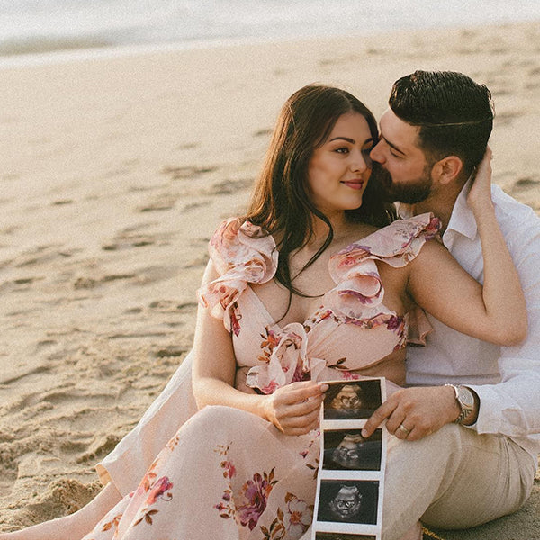 Momsmood Pink Stamp Duty Cross Chest Open Back Vacation Beach Maternity Photoshoot Maxi Dress