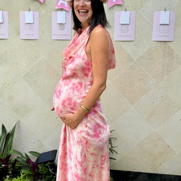 Halter Neck Stamp Duty Maternity Baby Shower Maxi Dress