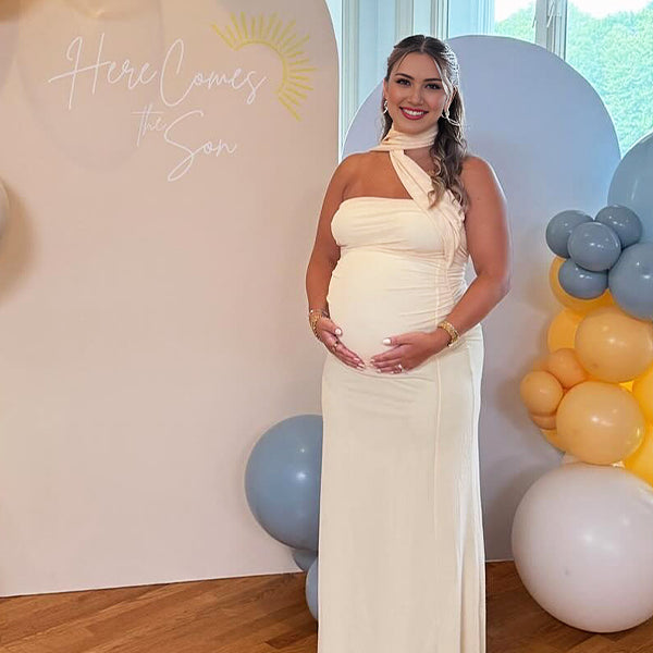 Yellow Wrap Ruched Mermaid Baby Shower Maternity Maxi Dress