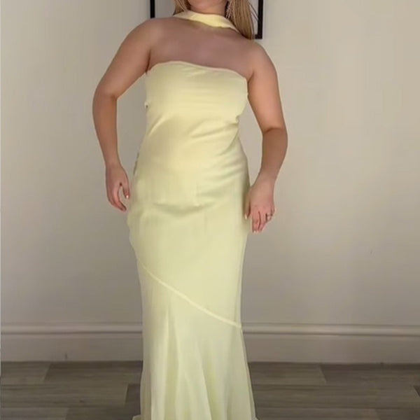 Buff Trumpet High Waisted Bodycon Maternity Photoshoot Maxi Dress