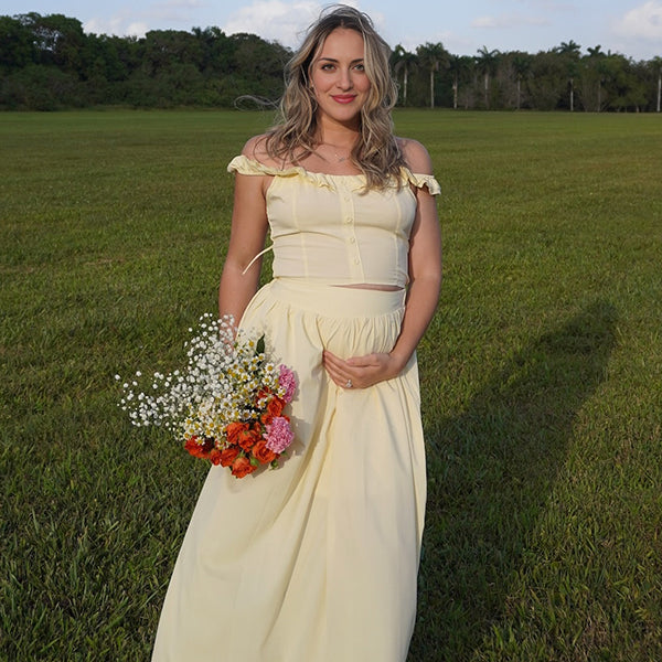 Momsmood 2-in-1 Ruffle Buttons Photoshoot Maternity Maxi Dress