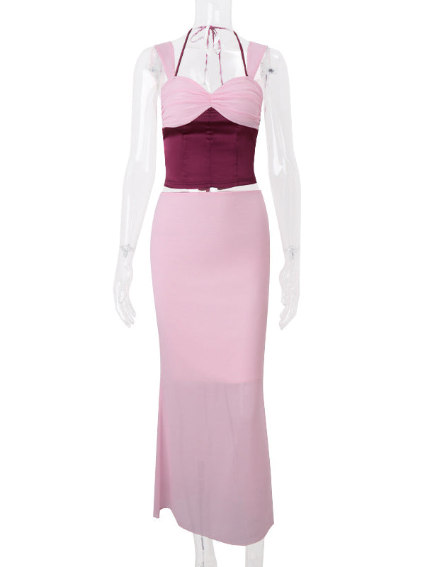 Momsmood 2-in-1 Back Tie Cut Out Halter Neck Mermaid Baby Shower Maternity Maxi Dress