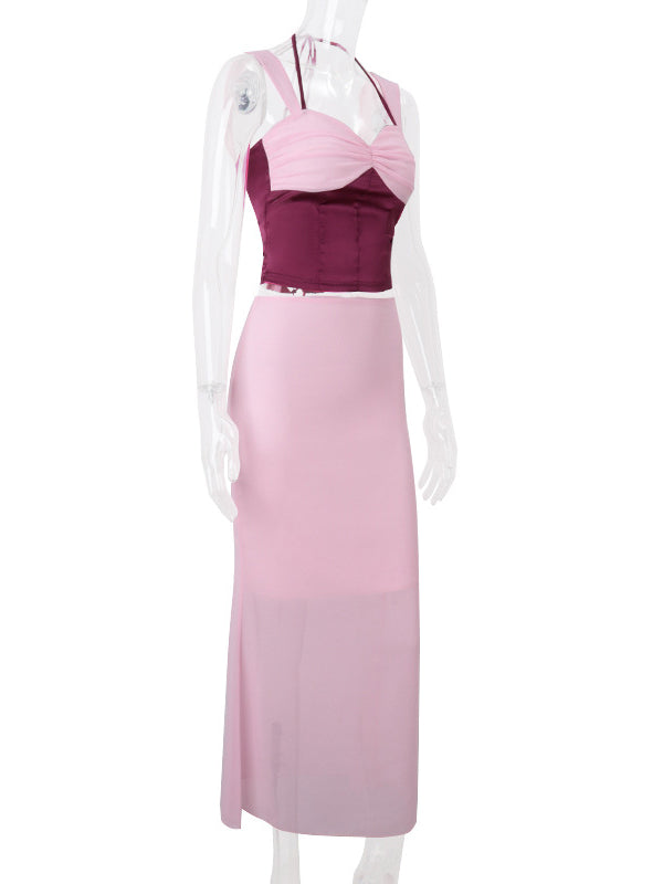 Momsmood 2-in-1 Back Tie Cut Out Halter Neck Mermaid Baby Shower Maternity Maxi Dress