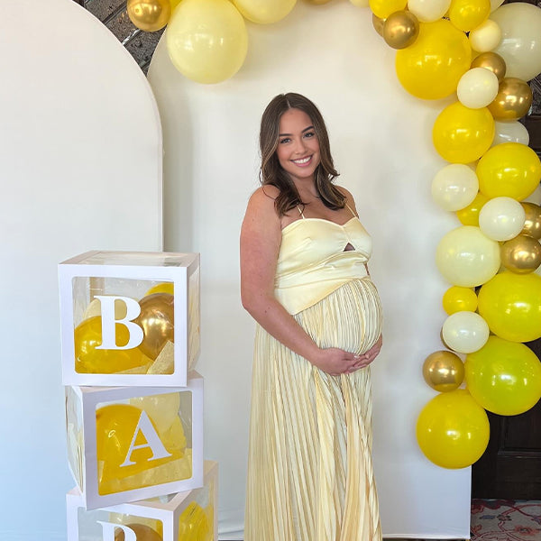 Yellow Condole Belt Cut Out Pleated Maternity Midi Dresses