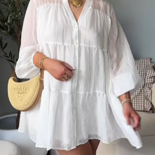 Momsmood Buttons Shirt Dress Photoshoot Maternity Mini Dresses
