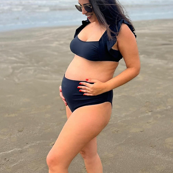 Black Otter Margin Two Piece Maternity Swimwear