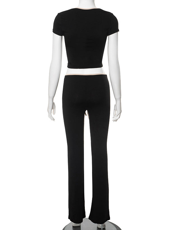 Momsmood Hit Color Bow Sport Baby Shower Maternity Jumpsuit Suit