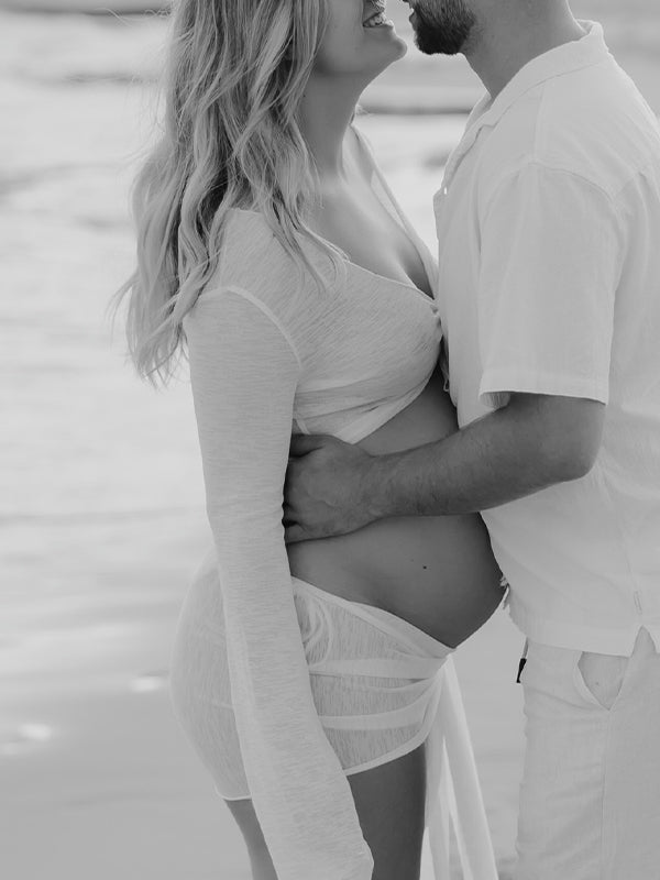 White lace-up Two Piece Maternity Photoshoot Mini Dress