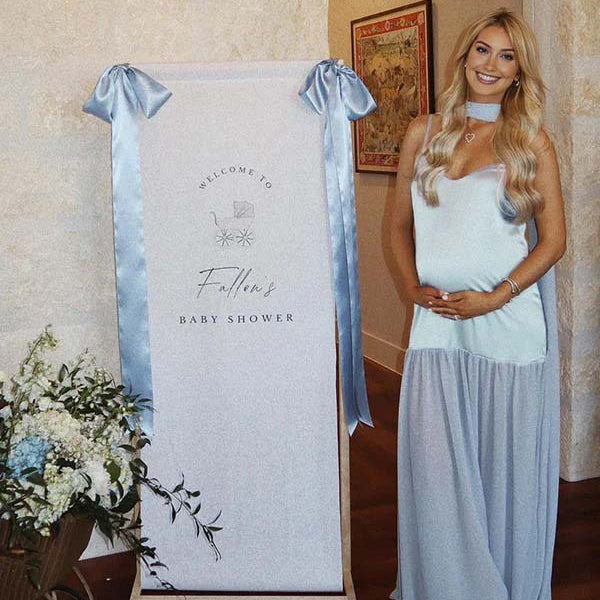 Blue Wrap Chiffon Splicing Flowy Baby Shower Maternity Maxi Dress