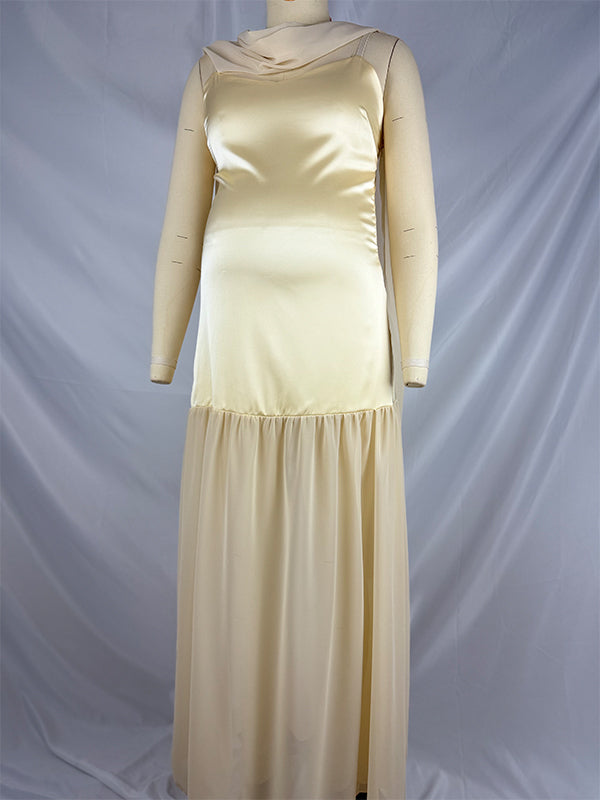 Yellow Wrap Chiffon Splicing Flowy Photoshoot Maternity Maxi Dress