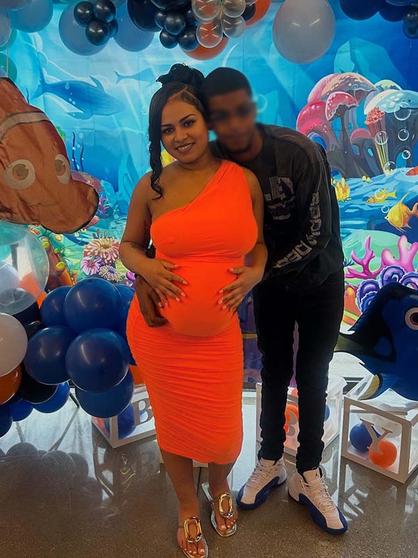 Orange Oblique Shoulder Ruched Maternity Baby Shower Midi Dress