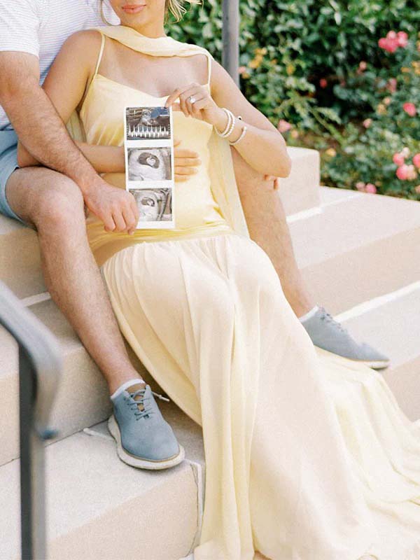 Yellow Wrap Chiffon Splicing Flowy Photoshoot Maternity Maxi Dress
