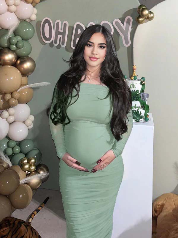 Momsmood Tutu Grenadine Back Slit Bodycon Baby Shower Maternity Maxi Dress