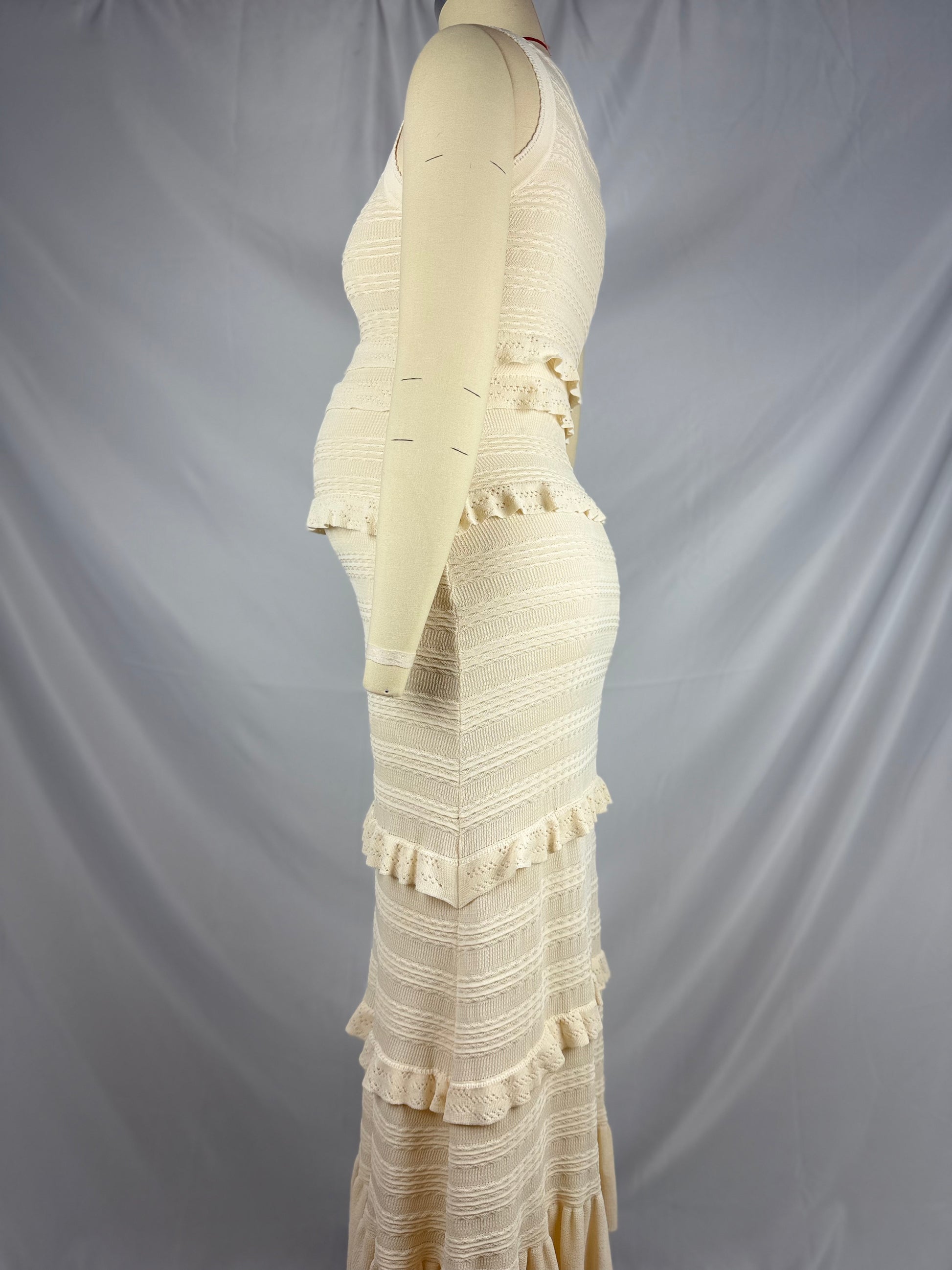 Apricot Ruffle Falbala Crochet Babyshower Maternity Maxi Dresses