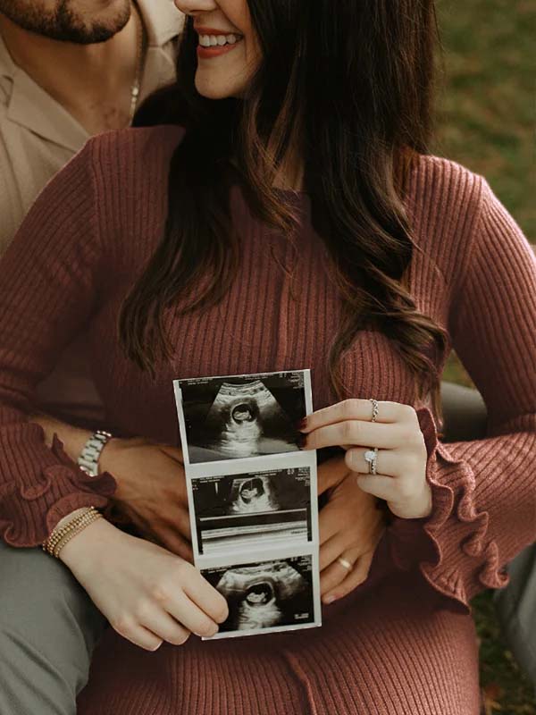 Momsmood Brown Knit Ruffle Backless Flare Sleeve Maternity Maxi Dress