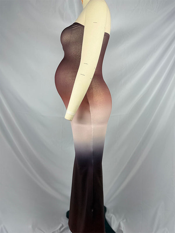 Momsmood Bandeau Gradient Photoshoot Maternity Maxi Dress