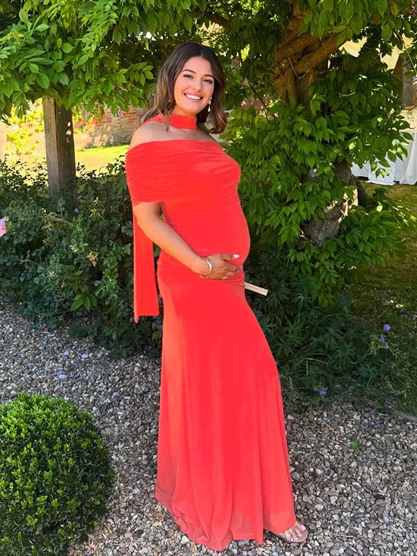 Momsmood Oblique Shoulder Ruched Maternity Photoshoot Maxi Dress