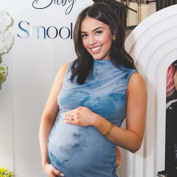 Momsmood Blue Ruffle Grenadine Flowers Bodycon Elegant Maternity Photoshoot Baby Shower Maxi Dress