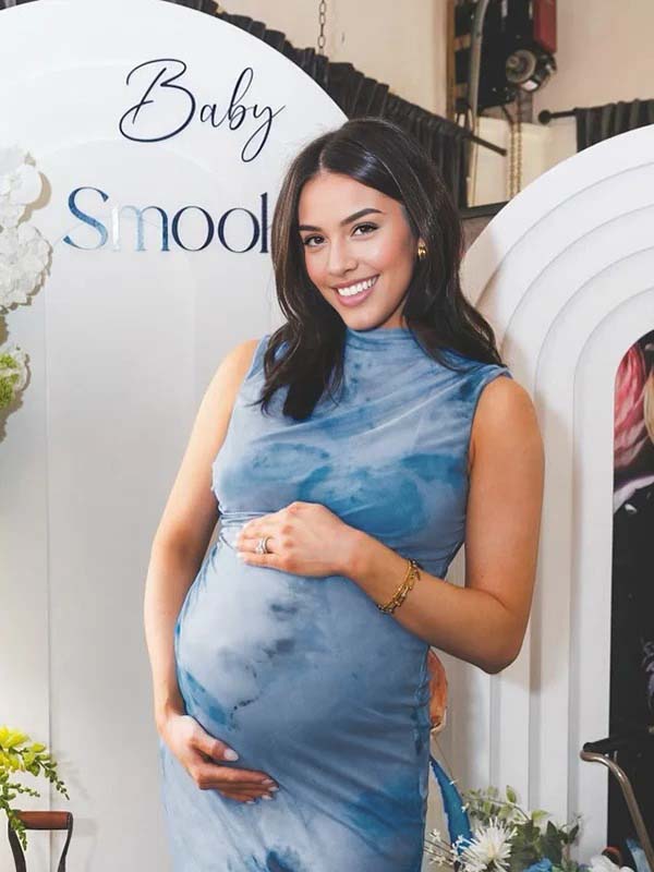Momsmood Blue Ruffle Grenadine Flowers Bodycon Elegant Maternity Photoshoot Baby Shower Maxi Dress