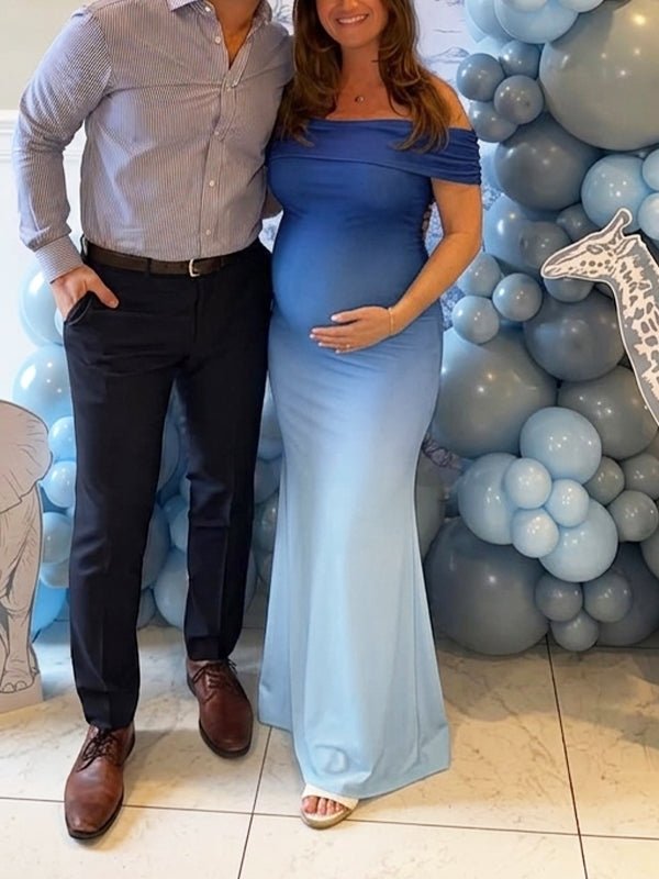 Ombre Off Shoulder Bodycon Maternity Maxi Dress