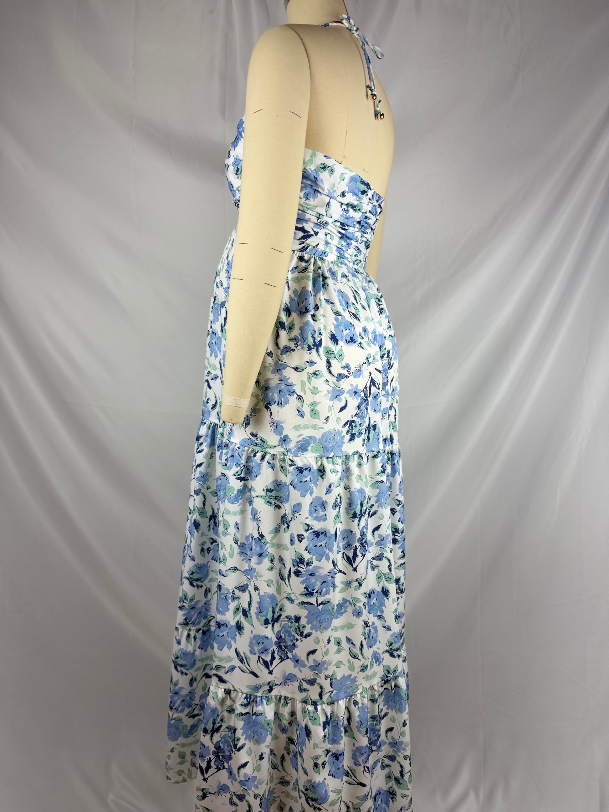 V Neck Spaghetti Strap Maternity Baby Shower Maxi Dress