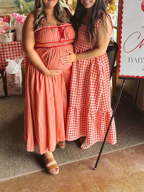 Momsmood Red Lace-up Spaghetti Strap Ruched Daily Going out Baby Shower Maternity Photoshoot Maxi Dress
