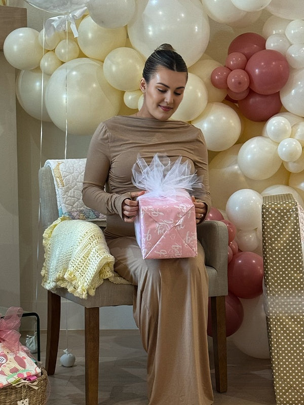 Momsmood Khaki Round Neck Ruched Bodycon Daily Going out Baby Shower Maternity Photoshoot Maxi Dress