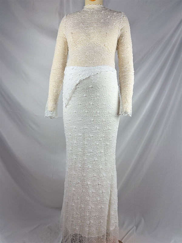 Momsmood 2-in-1 Lace Ruffle Irregular Sheer Photoshoot Maternity Maxi Dress