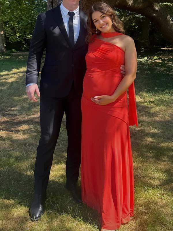 Momsmood Oblique Shoulder Ruched Maternity Photoshoot Maxi Dress