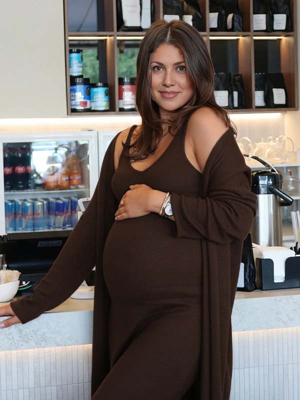 Momsmood Brown Knit Tank Maxi Dress And Long Cardigan Two Piece Set Casual Maternity Knitwear