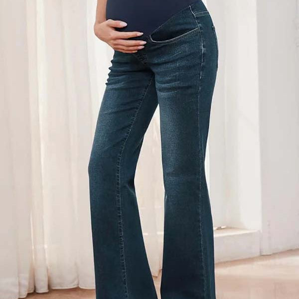 Momsmood Belly Support Flared Trousers Jeans Maternity Bottoms