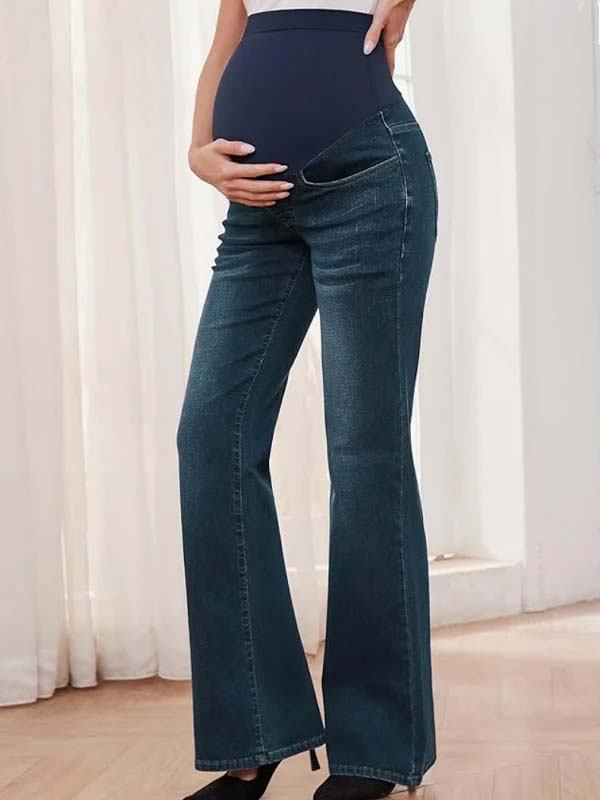Momsmood Belly Support Flared Trousers Jeans Maternity Bottoms