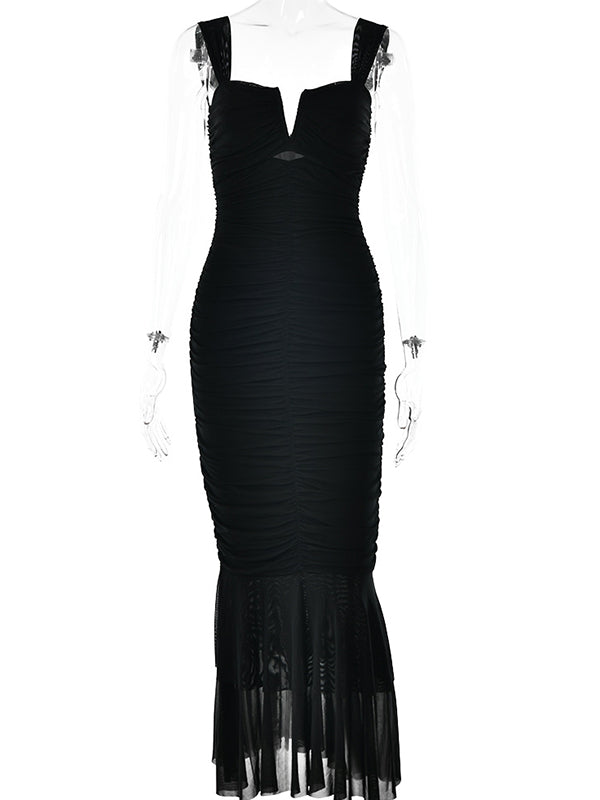 Momsmood Sage Condole Belt Ruched Bodycon Cut Out Mermaid Sleeveless Babyshower Maternity Maxi Dress