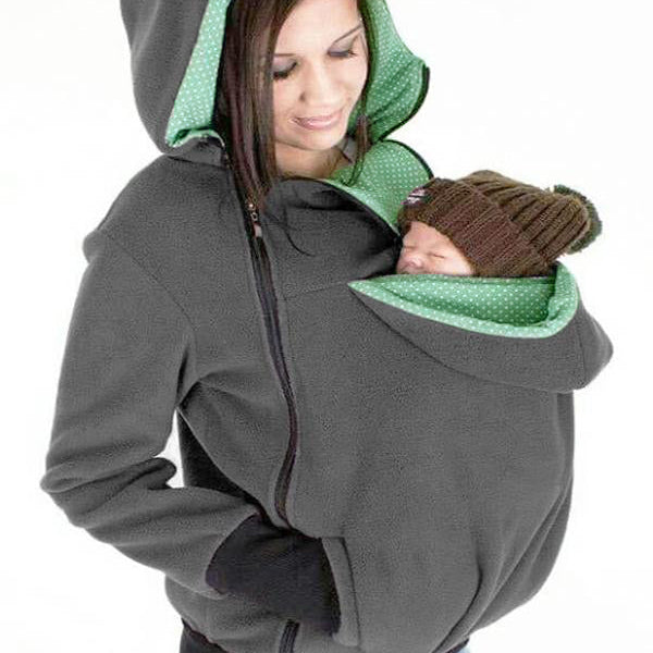 Momsmood Polka Dot Multifunction Breast-feeding Kangaroo Casual Pregnant Maternity Hooded Sweatshirt
