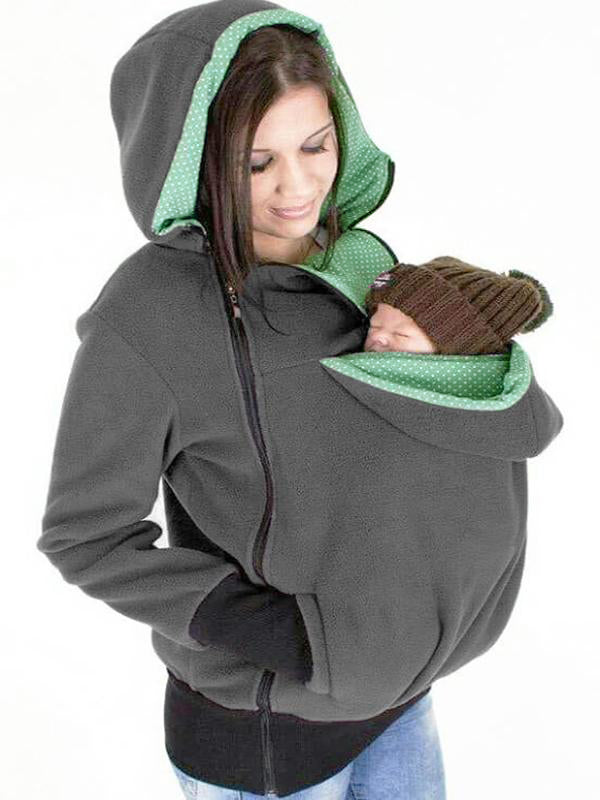 Momsmood Polka Dot Multifunction Breast-feeding Kangaroo Casual Pregnant Maternity Hooded Sweatshirt