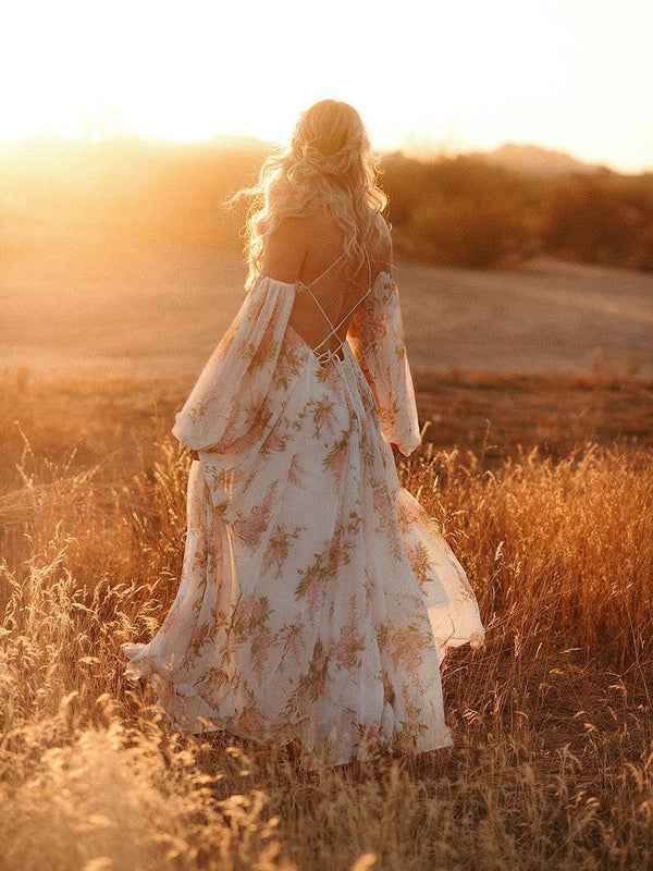 Momsmood White spaghetti strap Boho Maternity Photoshoot Dress