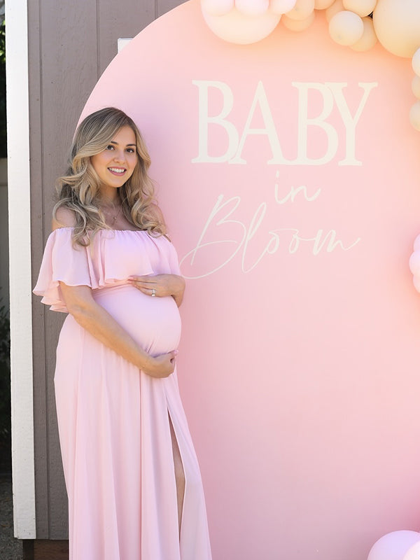Momsmood Flowy Chiffon Off Shoulder Ruffle Falbala Side Slit Big Swing Elegant Evening Gown Maternity Photoshoot Momsmood Flowy Chiffon Off Shoulder Ruffle Falbala Side Slit Big Swing Elegant Evening Gown Maternity Photoshoot