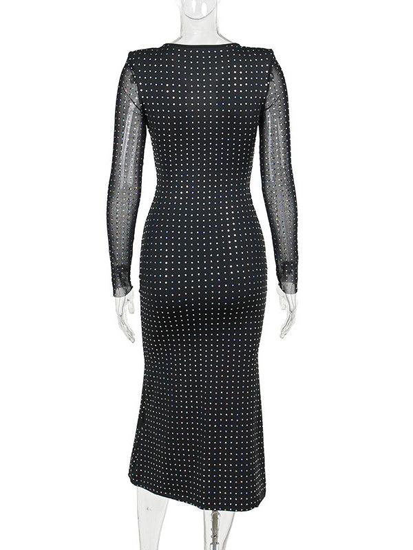 Momsmood Black Sparkly Cut Out Tie Sheer Bodycon Elegant Photoshoot Baby Shower Maternity Maxi Dress