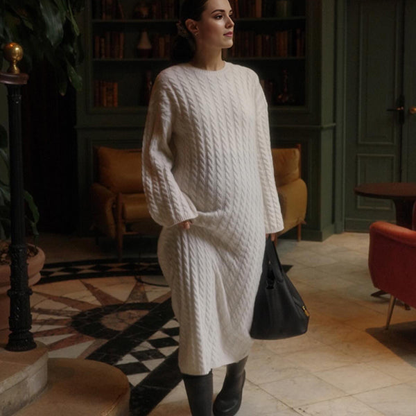 Momsmood Apricot Knit Ribbed Elegant Going Out Cozy Casual Maternity Sweater Maxi Dress