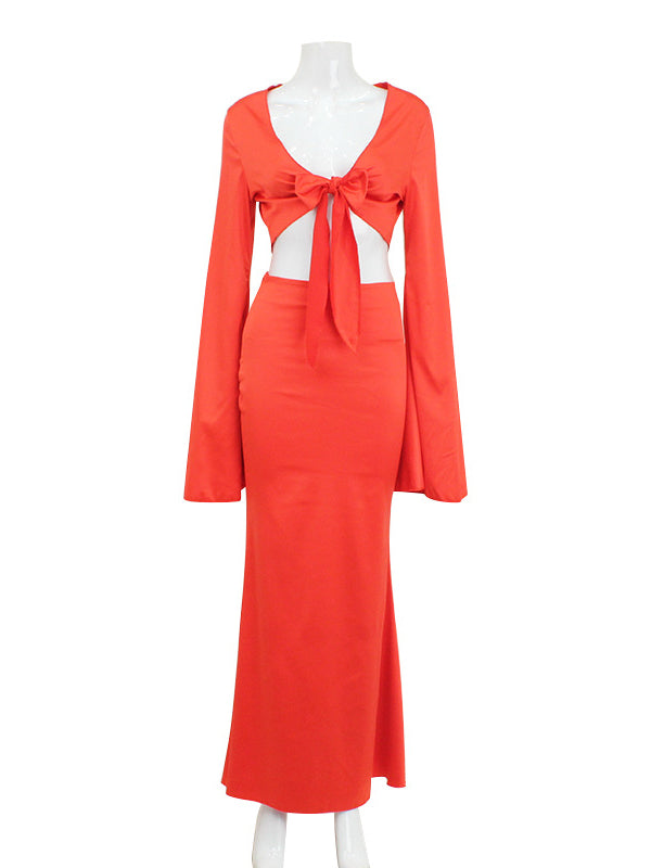 Momsmood Orange 2-in-1 Outfit Fashion Beach Vacation Mermaid Baby Shower Photoshoot Maternity Maxi Dress