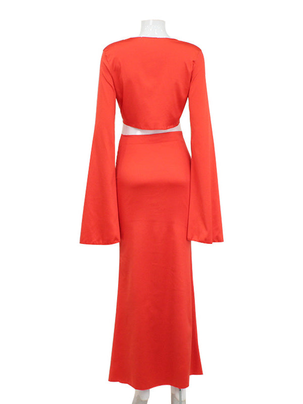 Momsmood Orange 2-in-1 Outfit Fashion Beach Vacation Mermaid Baby Shower Photoshoot Maternity Maxi Dress