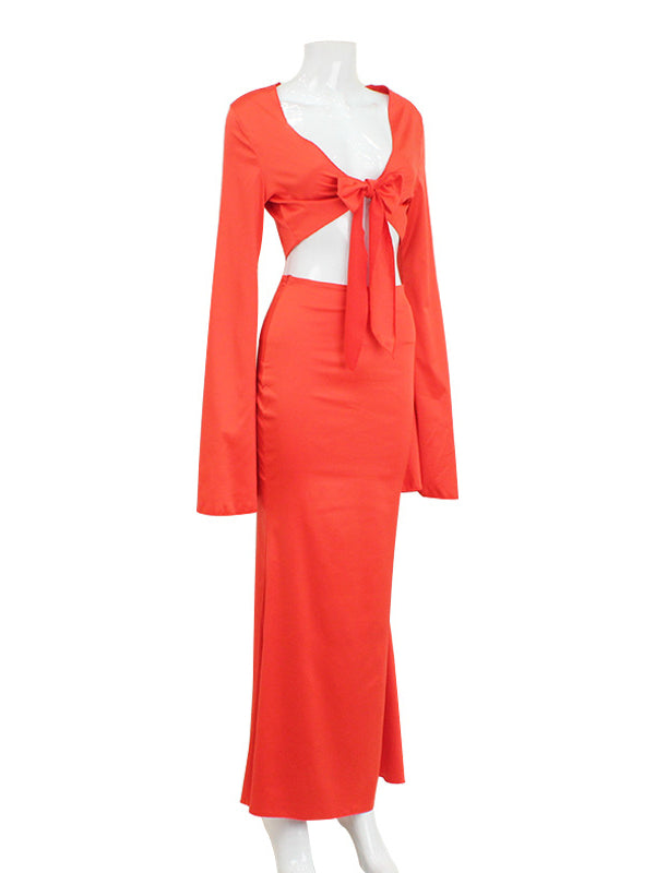 Momsmood Orange 2-in-1 Outfit Fashion Beach Vacation Mermaid Baby Shower Photoshoot Maternity Maxi Dress